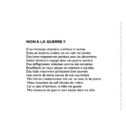 Non à la guerre !! écrit par Marion Robert