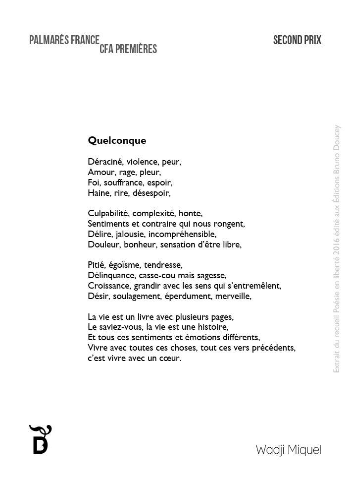 Quelconque écrit par Wadji Miquel
