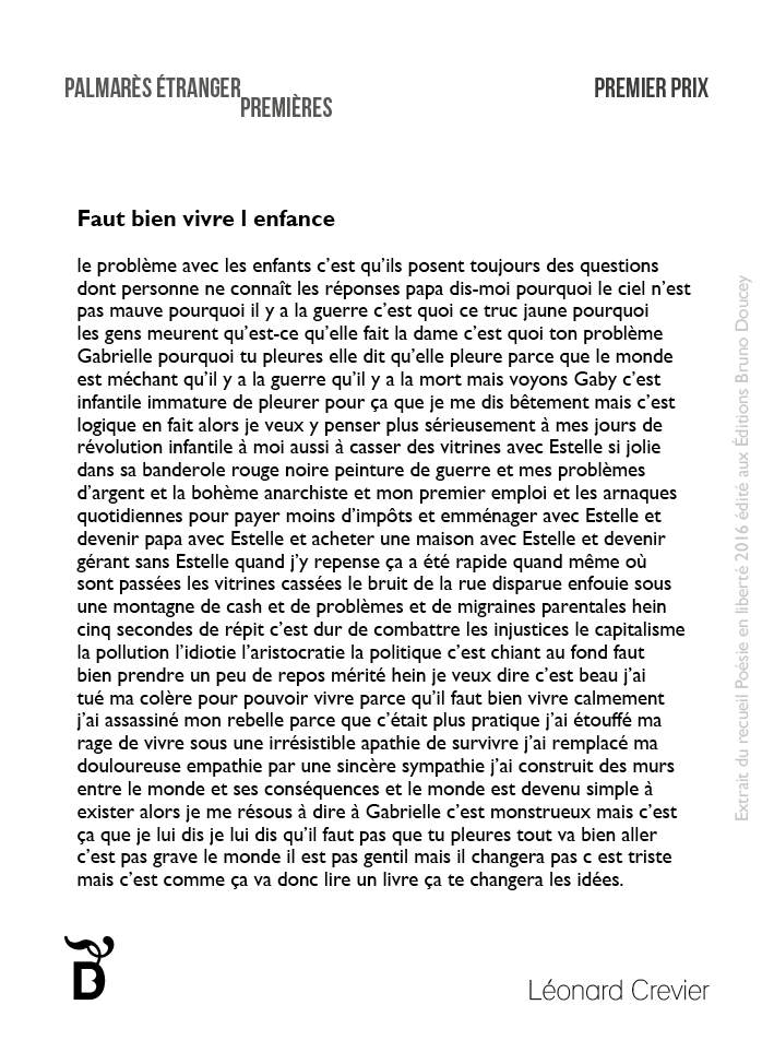 Faut bien vivre l'enfance écrit par Léonard Crevier