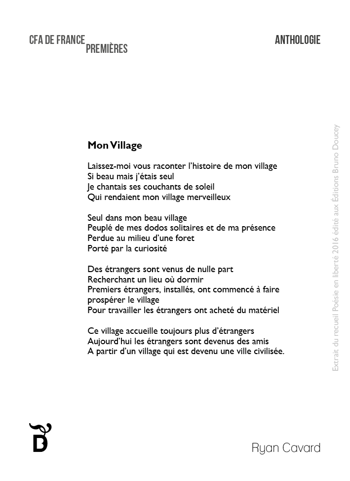 Mon Village écrit par Ryan Cavard