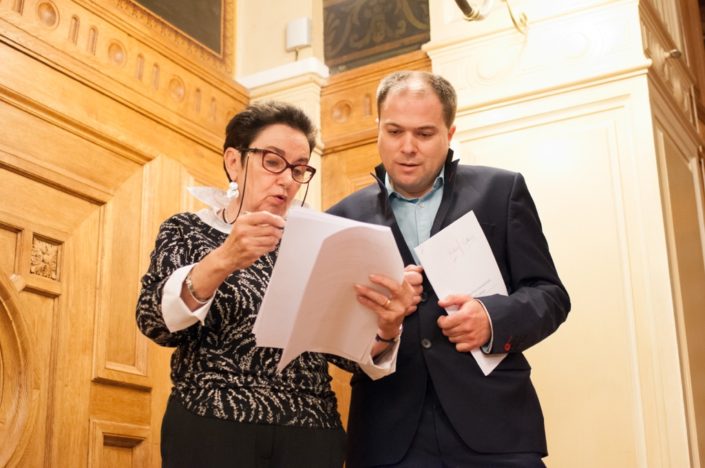 les Maîtres de cérémonie, Nicole Simonet, Vice-Présidente d'honneur et Matthias Vincenot, Directeur artistique
