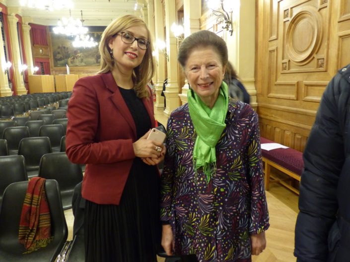 Louisa Nadour, Ambassadrice de Poésie en liberté au Moyen Orient et Colette Nys-Mazure, Présidente du Jury 2017