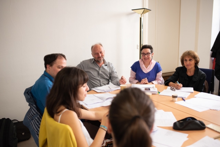 Etienne Orsini, Président du jury 2018 avec Nicole Simonet, Rose Séguignes face à Matthias Vincenot