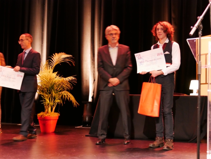 Guy Féret, Président délégué de Poésie en liberté et Loris Schirar, Institution Jean-Paul-II - Compiègne (60), Prix Dis-Moi Dix Mots 2018