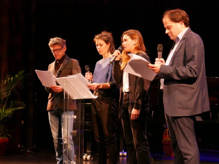 les comédiens Frédéric Gorny, Hane Mathisen Haga, Coline Béal et le Directeur artistique Matthias Vincenot