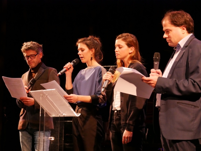 les comédiens Frédéric Gorny, Hane Mathisen Haga, Coline Béal et le Directeur artistique Matthias Vincenot