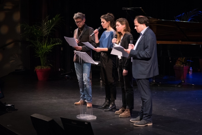 Les comédiens Frédéric Gorny, Hane Mathisen Haga, Coline Béal et le Directeur artistique Matthias Vincenot