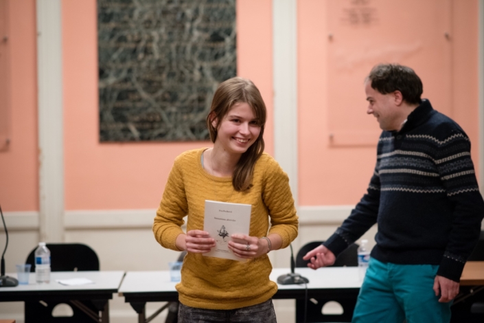 Eva Pechova et son premier recueil en français "Sensations dérivées" avec son Directeur de Collection "Voix d'Aujourd'hui" Matthias Vincenot