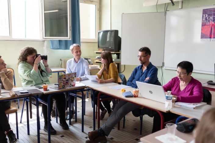 Les espérantistes Jesper Jacobsen, Eva Pechova et Istvan Ertl