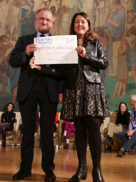 Bernard Martial (pour Sarah Teixeira) et Elisabeth Batier, Professeure, Administratrice de PEL et membre du Comité de lecture
