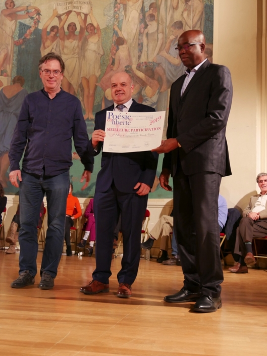 Pascal Mora, Formateur et Auguste Nogueira, Directeur adjoint des Compagnons du Tour de France, Saint-Thibault-des-Vignes et Gérard Anglio, Proviseur du Lycée Rabelais à Paris