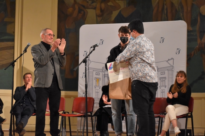 Olivier Pajot, Théo Lamarque, juré, et Adrien Waleau (de dos)