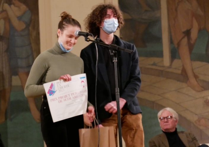 une lauréate, un juré, Justine Font et Maël Chagnon